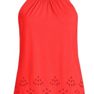 Lands' End Women's Lightweight Jersey Eyelet Tank Top